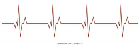 Heartbeat Red Cardiogram Cardiogram Straight Line Stock Vector Royalty