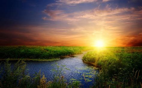 Wallpaper X Px Lake Landscape Nature Pond Sunset