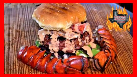 Surf N Turf Burger A Grilled Lobster Tail And Ribeye Burger YouTube