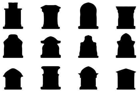 Simple silhouette of headstone icon set 42877706 Vector Art at Vecteezy