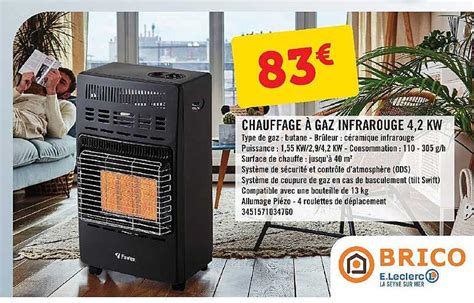 Promo Chauffage à Gaz Infrarouge 4 2kw chez E Leclerc Brico iCatalogue fr