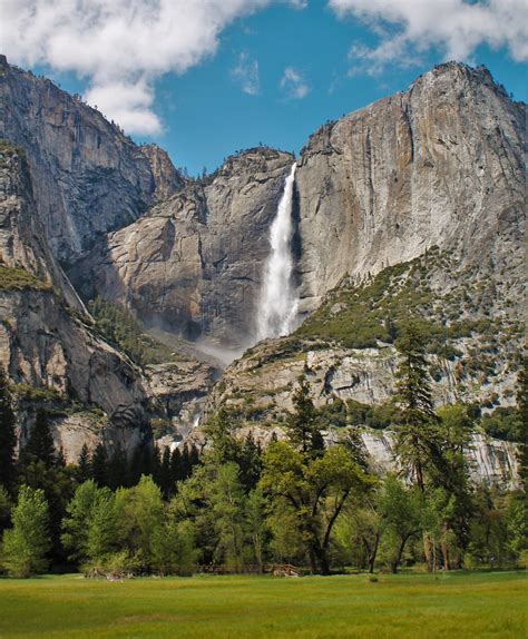 Upper Yosemite Falls from Yosemite Valley Floor in Yosemite National ...