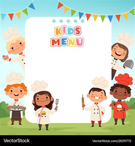 Children Cooking Background Little Kids Chef Vector Image