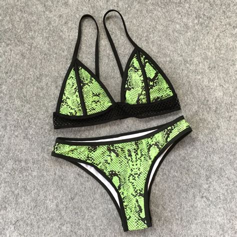 Snake Printed Bikini Brazil Biquini Sexy Triangle Swimsuit Push Up