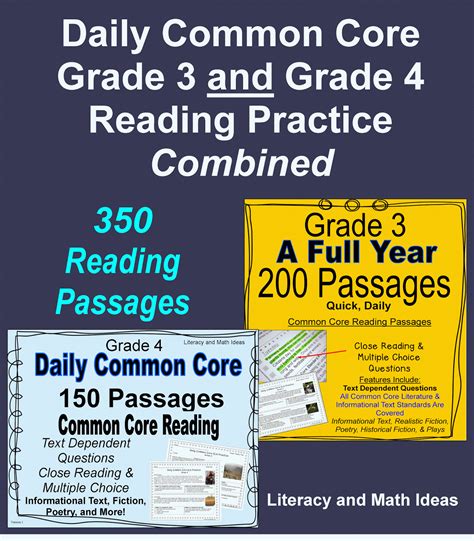 Literacy Math Ideas Daily Common Core Grades 3 And 4 Combined