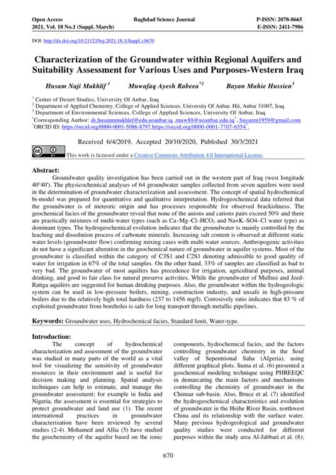 Pdf Characterization Of The Groundwater Within Regional Aquifers And