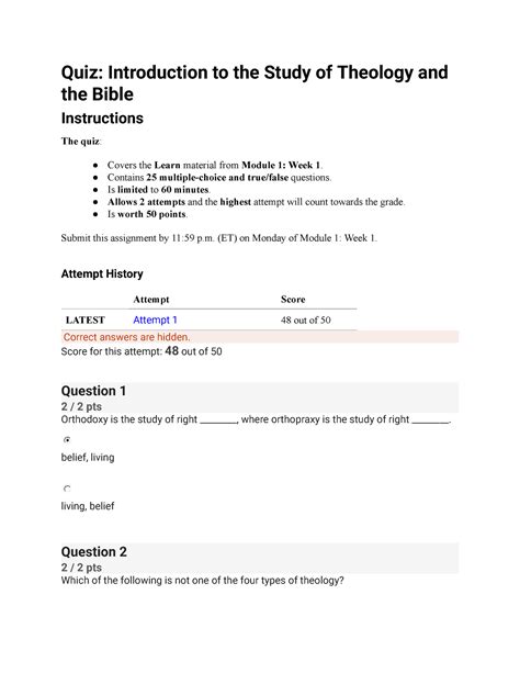 Theo Quiz Introduction To The Study Of Theology And The Bible