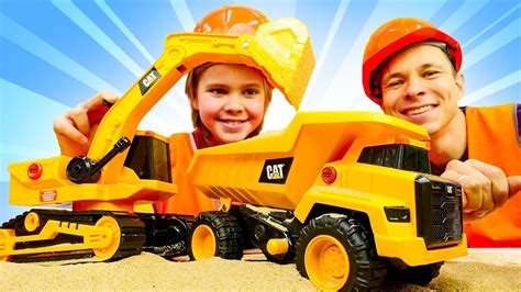Видео про машинки - строительные машинки CATERPILLAR! Распаковка ...