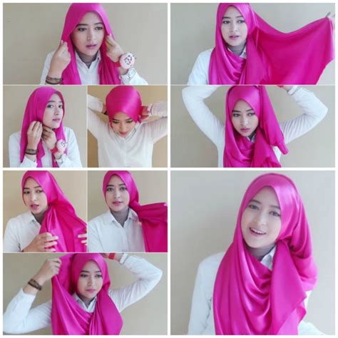 Tutorial Hijab Segi Empat Untuk Wisuda Jilbab Satin Ragam Muslim