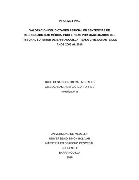 PDF INFORME FINAL VALORACIÓN DEL DICTAMEN PERICIAL EN DOKUMEN TIPS