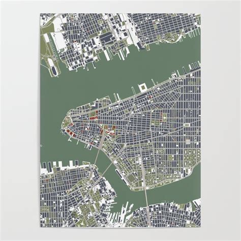 New York City Map Engraving Poster By Planosurbanos Society