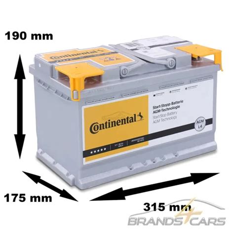 Continental Autobatterie V Starterbatterie Ah A Agm L Mit Start