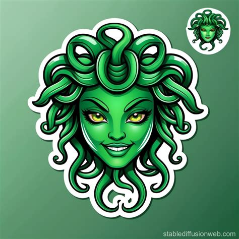 Medusa-inspired Mascot with Black & Green Hues | Stable Diffusion Online