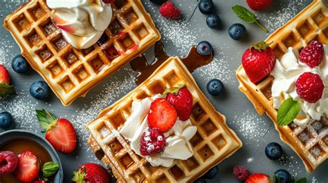 Ai Generated Belgian Waffle Ads With Delicious Fruit And Cream 37112155