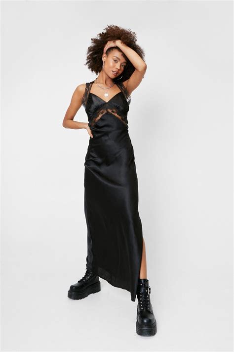 Satin Lace Insert Slip Maxi Dress Nasty Gal