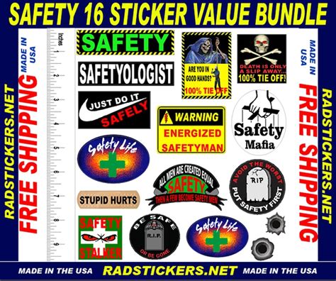 Safety Hard Hat Stickers, Value Pack of the Top Safety Stickers Plus 2 ...