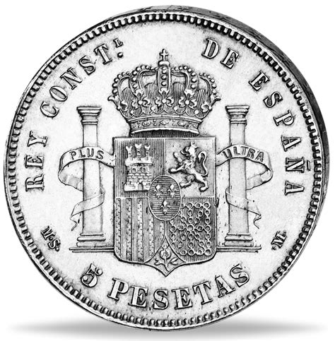 Königreich Spanien 5 Pesetas 1882 1885 König Alfons XII Silber