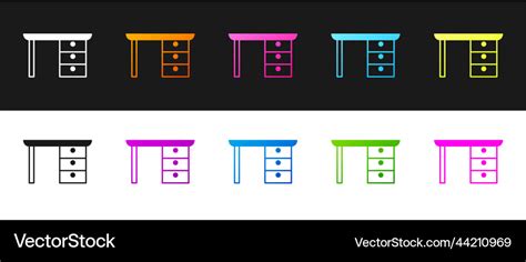 Set office desk icon isolated on black and white Vector Image