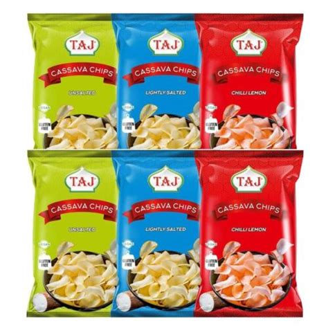 Taj Cassava Chips Chilli And Lemon Salt Mogo Chips 200g X 6 Packets