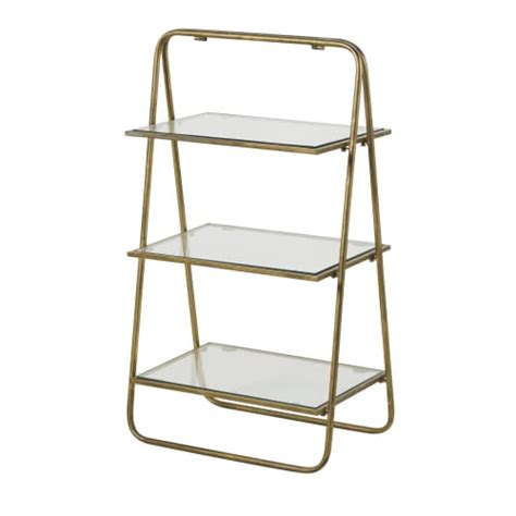 Aged Effect Gold Metal And Glass Shelving Unit Glassy Maisons Du Monde