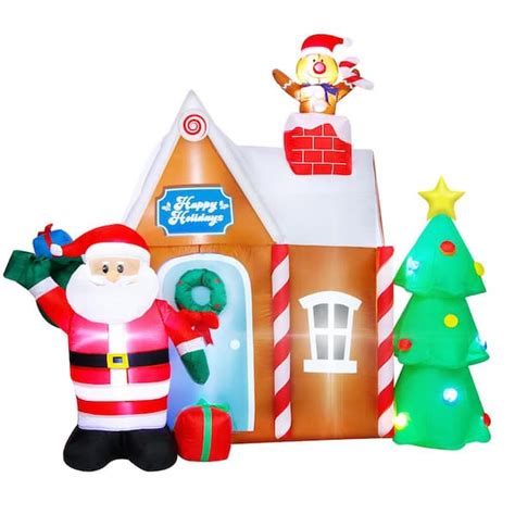 Joydecor 7 2 Ft W X 7 Ft H Christmas Inflatable Gingerbread House