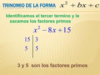 Factorizacion De Trinomios De La Forma X Bx C Ppt