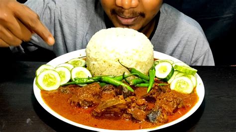 Spicy Mutton Liver Curry Green Chillies 🌶️salad 🥗 With Rice 🍚 Eatting