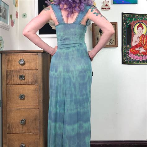 Vintage Nightgown 1950s Lingerie Hand Dyed Green Blue Etsy