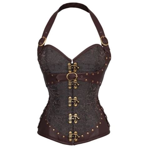 Bustier Femme Bustier Gothique Steampunk En Cuir Pu Avec Lacets Corset