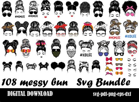 Messy Bun Svg Bundle Momlife Svg Mom Skull Svg Afro Woman Etsy España