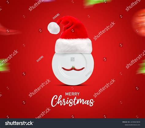 Merry Christmas Restaurants Dishes Over Royalty Free Licensable