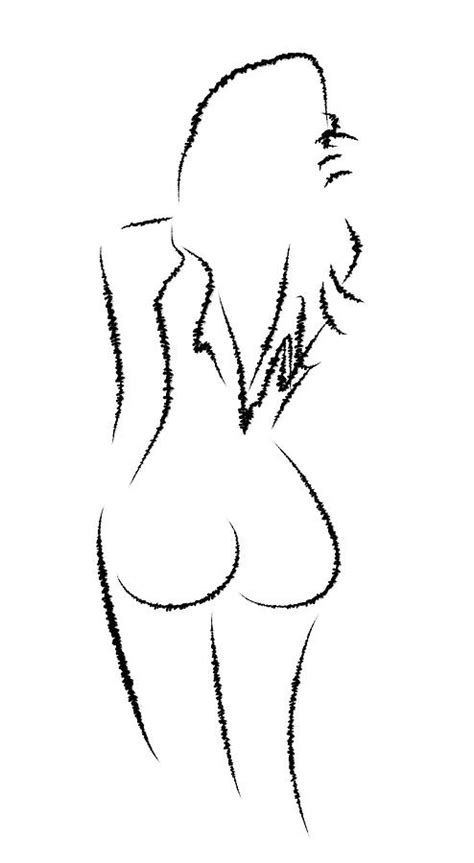 Minimalist Nude Line Art Drawing 3h Mixed Media By Brian Reaves