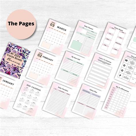 2024 Vision Board Planner 2024 Planners Gift Fo Her Dated Digital ...