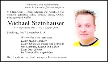 Traueranzeigen von Michael Steinhauser Allgäuer Zeitung