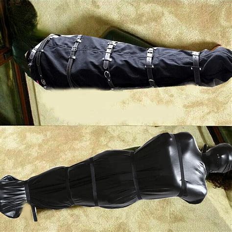 Pu Leather Full Body Harness Bondage Mummy Sleeping Bag Sack Arm Binder Straitjacket Costume Sm