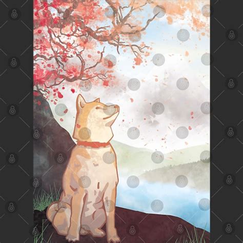 Japanese Shiba Inu Cherry Blossom Flower Sakura Trees Kawaii House