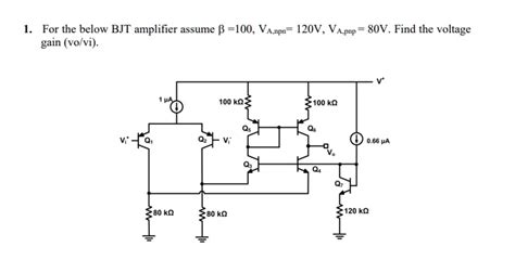 Solved For The Below Bjt Amplifier Assume Va Npn V Va