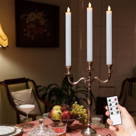 Dromance Flickering Flameless Led Taper Candles Battery Operated With Remote And Timer Real Wax