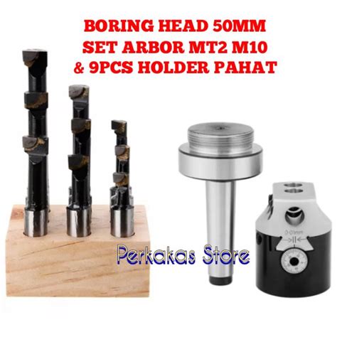 Jual Alat Korter Lubang Boring Head 50mm Arbor Mt2 Set Pahat Mata Widia