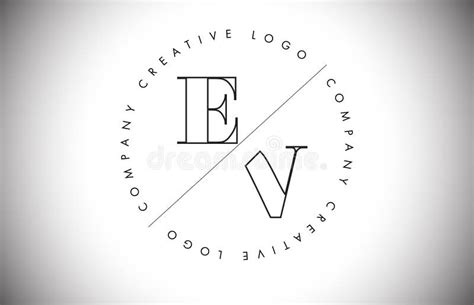 Outline Ev E V Letter Logo With Cut And Intersected Design And Circled