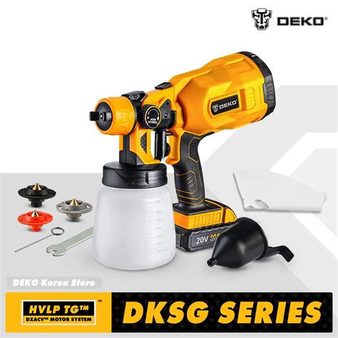 DEKO DKSG20K2 무선 스프레이건 DC리튬이온 배터리 고성능 가정용 전기 페인트 분무기 3 노즐 초보자 용 간편한 ...
