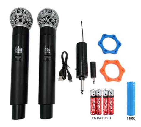 Uhf Dual Wireless Handheld Microphones System With Rechargeable Mic