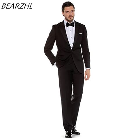 Jas Pria Prom Tuksedo Slim Fit Groom 2021 Pakaian Makan Malam Hitam