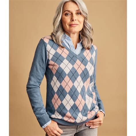 Pull Motif Argyle Et Col V Cachemire M Rinos Cama Eu Bleu Orage