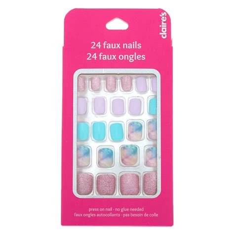 Mixed Marble And Glitter Press On Faux Nail Set 24 Pack Claires Us