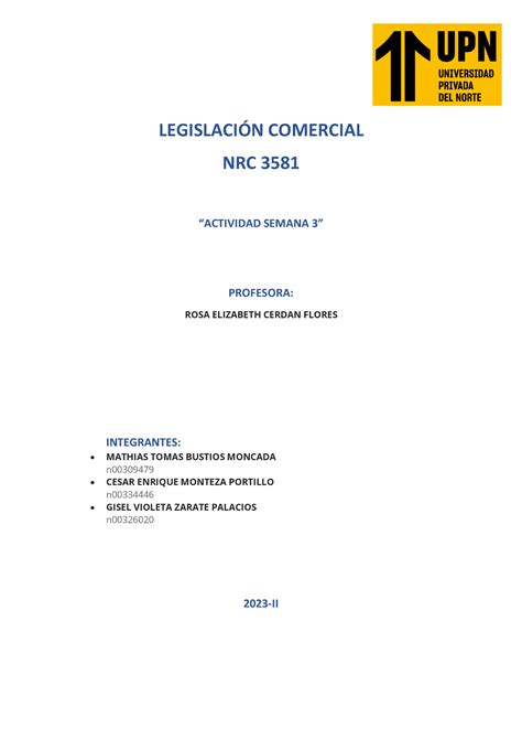 Legislacion Actividad Grupal Semana Legislacin Comercial Nrc