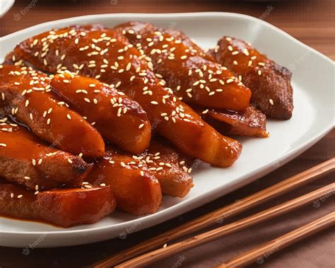 Premium Photo Korean Style Sesame Chicken With Sauce