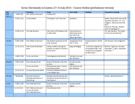 (PDF) Amsterdam Summer School: Syriac Christianity Program 2015
