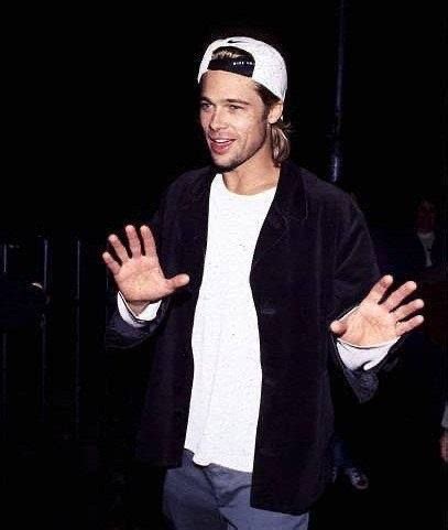 Создать мем "брэд питт 1992, брэд питт в молодости, brad pitt 2003 ...