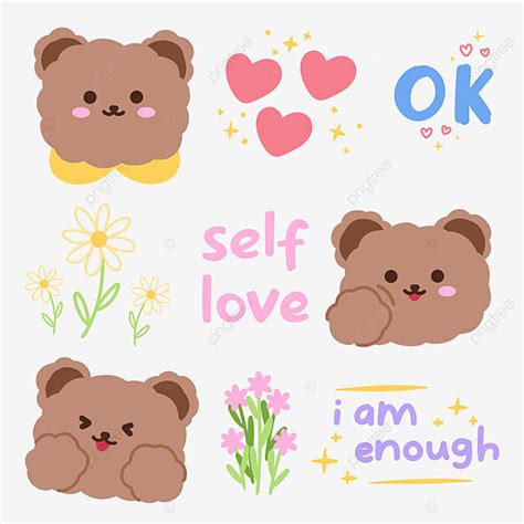 Korean Bear Stickers Png Picture Emoji Sticker Korean Bear Hand Draw